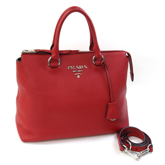 PRADA Red Leather Shoulder Bag - Picture 1 of 7